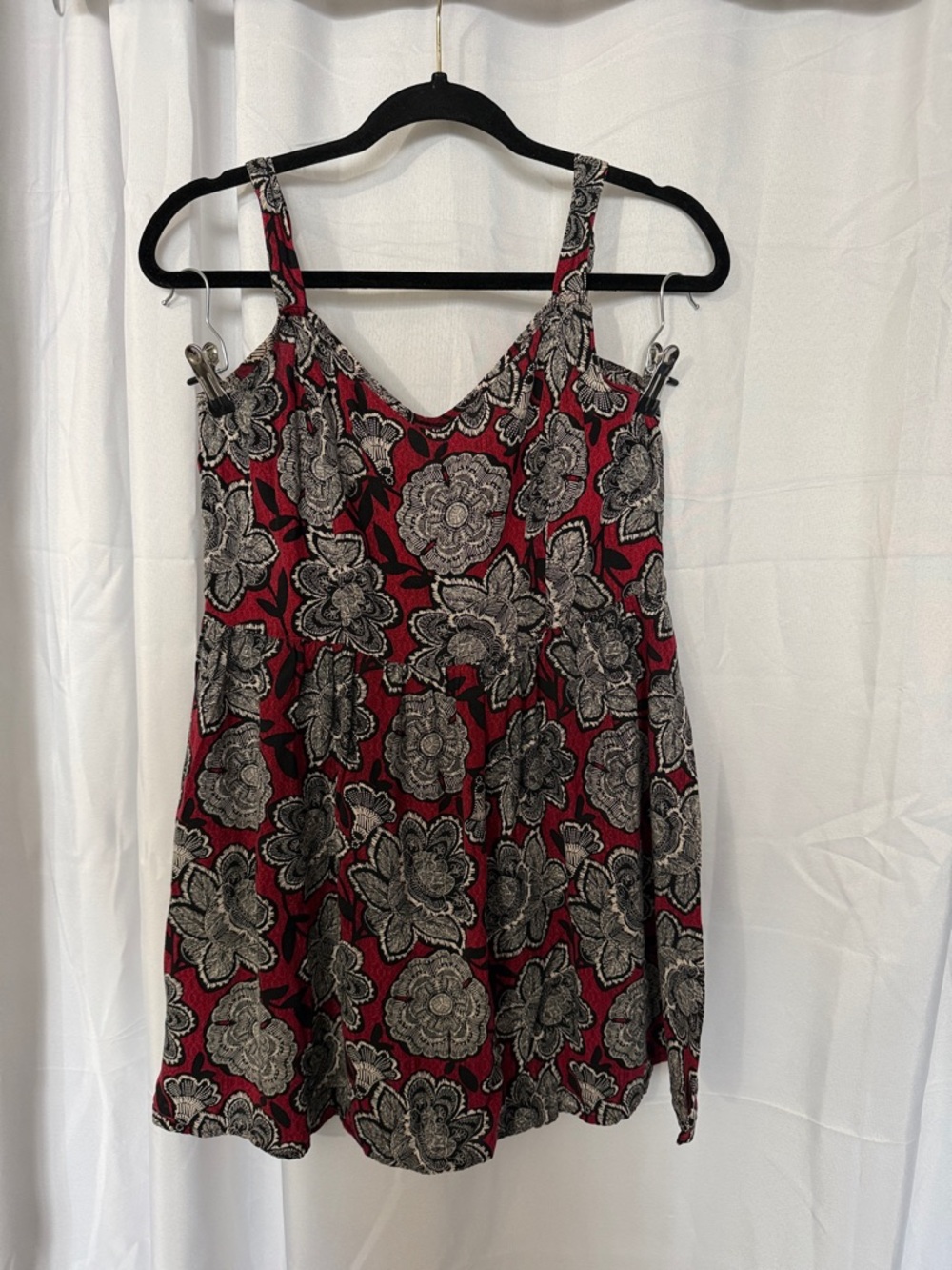 Forever 21 Red Floral Mini Dress with Black & Cream Flowers